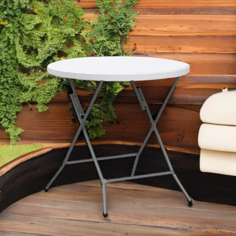 

32" Round olding Commercial Banquet Table, Portable Plastic Coee Card Dining Table or Kitchen or Outdoor Party Wedding Event, 1