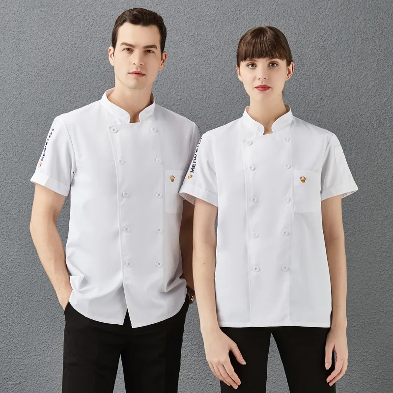 Snack Chef Uniform Short-Sleeved Summer Clothes Unisex Kitchen Kitchen Clothes Restaurant Restaurant Kitchen Mess Cook Work Clot