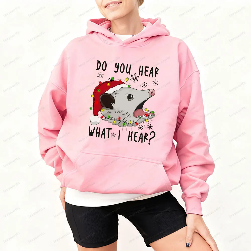 クリスマススウェットシャツ ポッサムスウェットシャツ Do You Hear What I Hear レディースパーカー クリスマスライトパーカー 動物愛好家スウェットシャツ ギフト