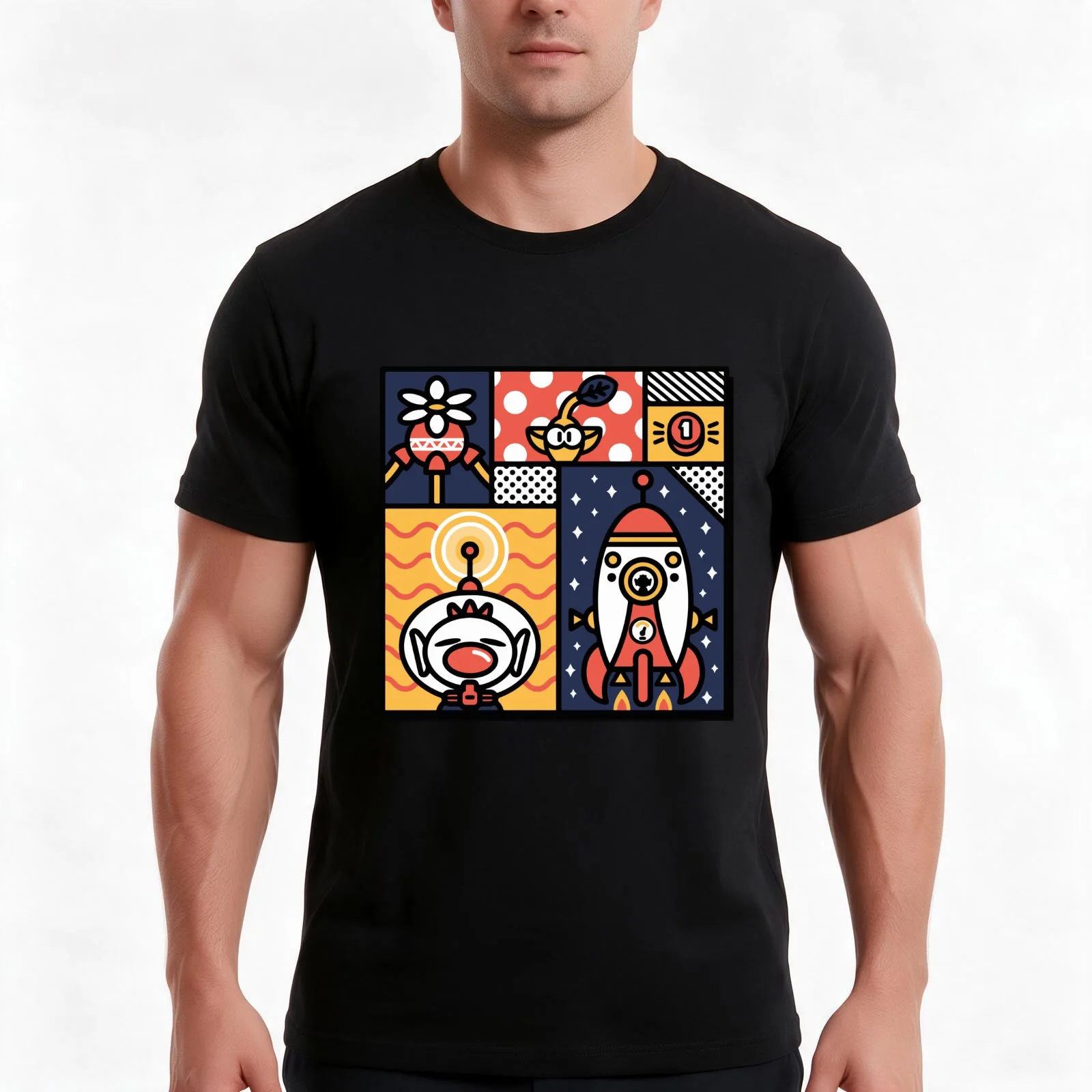 Pikmin 4 T-Shirt, Summer Casual Cotton Tee, Oversized Streetwear Tops, Vintage Graphic Print, Loose Fit Short Sleeve