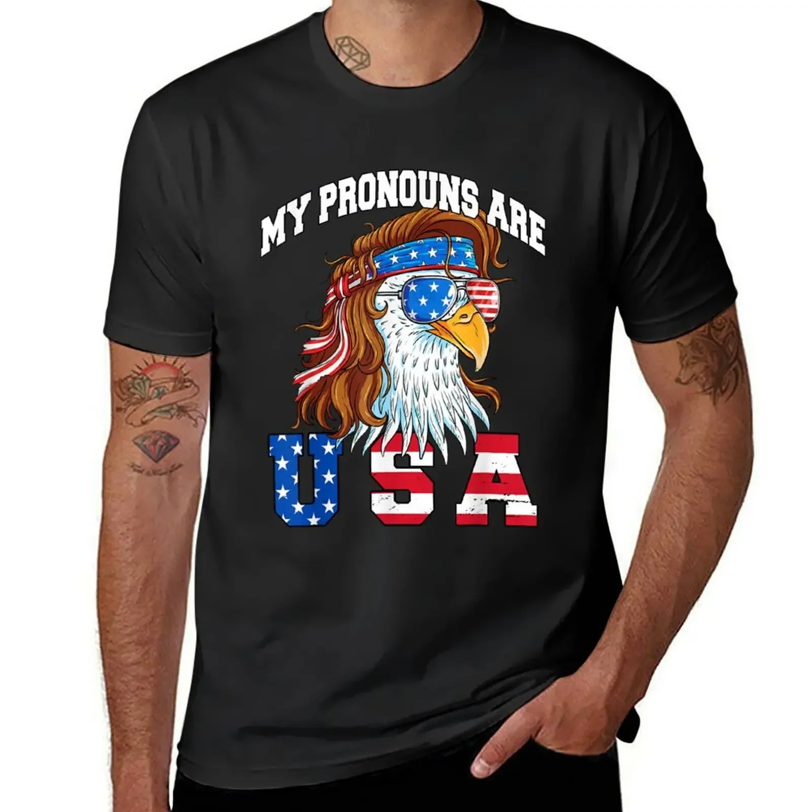 Eagle Patriotic 4th of July USA Flag T-Shirt korean fashion vintage graphic tee workout shirts for men