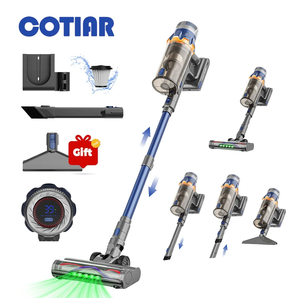 COTIAR S25 Kabelloser Staubsauger 650W 60kPa Starke Saugkraft 70 Minuten Laufzeit Handstaubsauger Tragbares Haushaltsgerät Abnehmbarer Akku