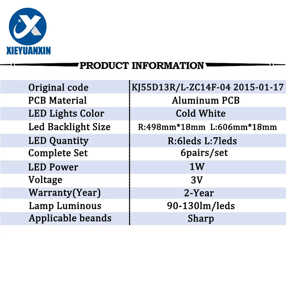 6 par/set tira de LED para iluminación trasera de 55 pulgadas para Sharp 6LED + 6LED LTA550HQ20 KJ55D13R-ZC14F-04 2015-01-17 LE55H,E555BV-FM,AKTC55,KJ55D13
