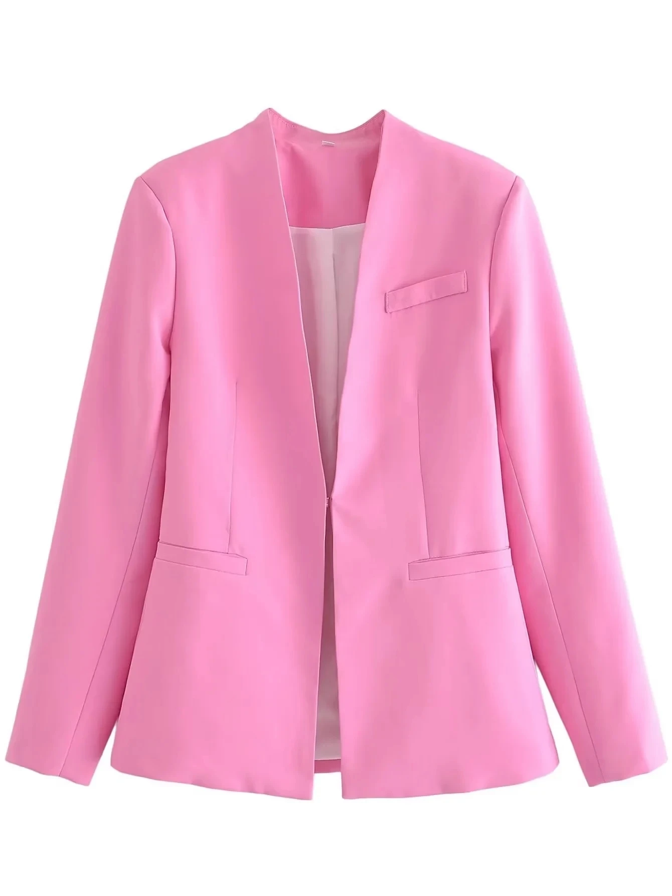 KONDALA Office Suit Women Fashion Pink Blazer Pantsuit Vintage V Neck Long Sleeve Blazer+High Waist Sashes Pants 2 Pieces Sets