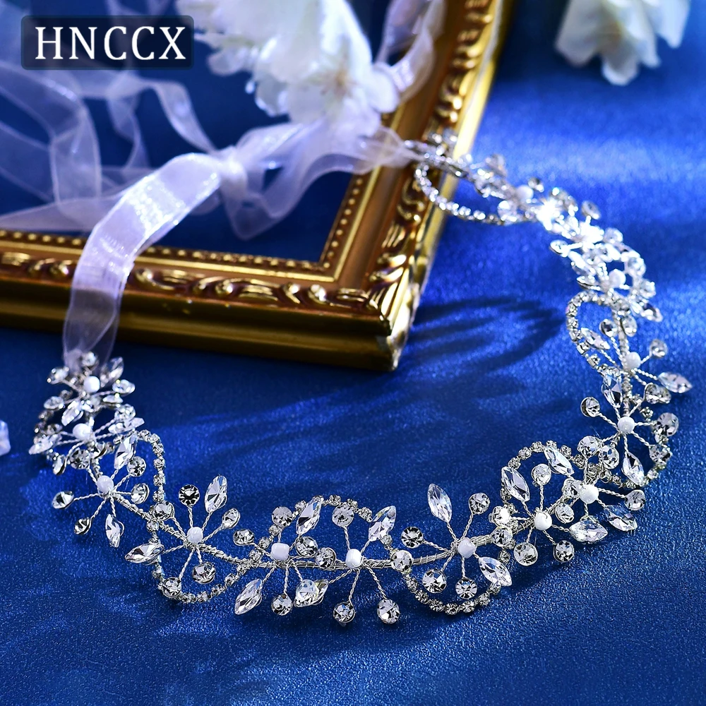 

HNCCX Shiny Rhinestone Hair Band Bride Pearl Headband Wedding Hair Accessories Pageant Party Women Headpiece Banquet Tiara CP266