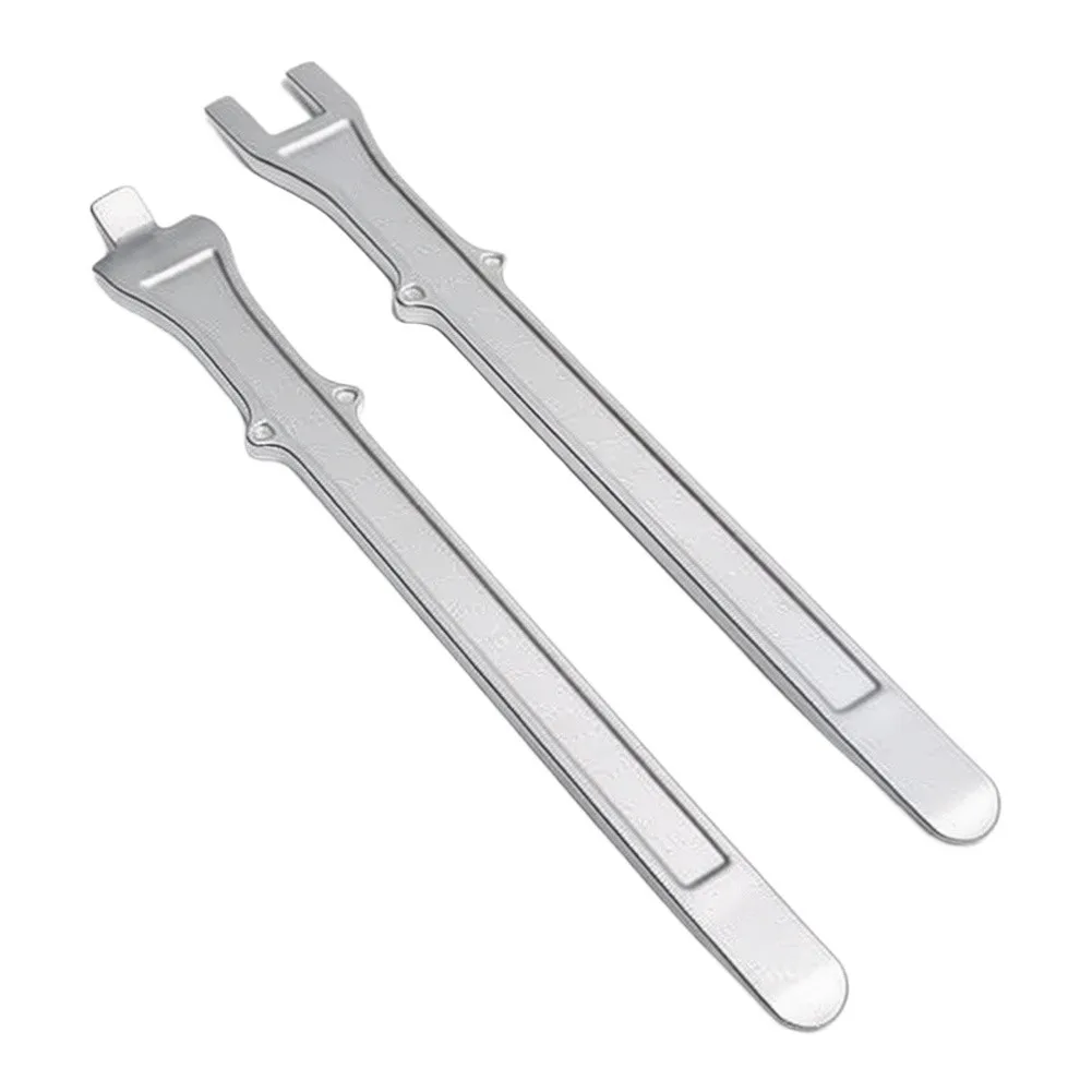 2Pcs Tire Pry Bar Set For Car Motorcycle Bicycle Wheel Rim Removal Tool Kit Silver Heavy-Duty Steel Lever For Quick Changing