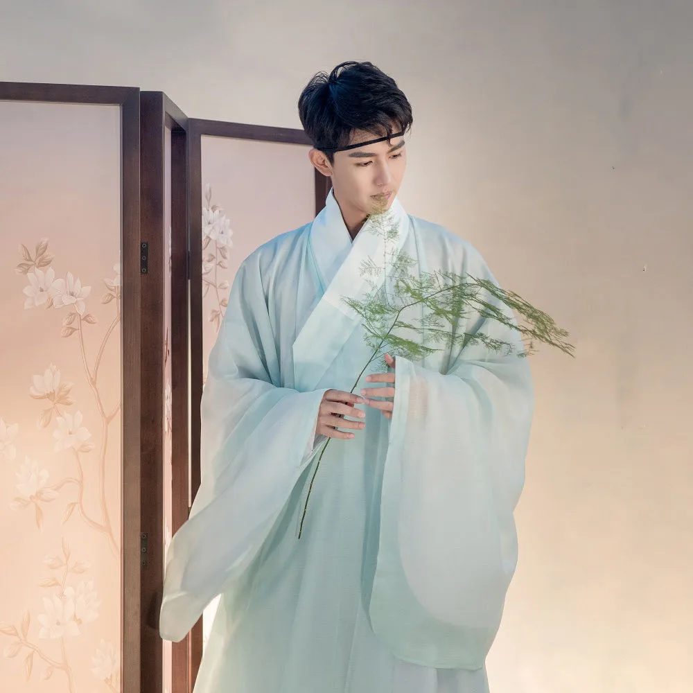 

Men's Ming Dynas Hanfu Costume Set Student Casual Wear Pure Color Summer Faion Traditional Chinese Clothing Fairy Aosphere