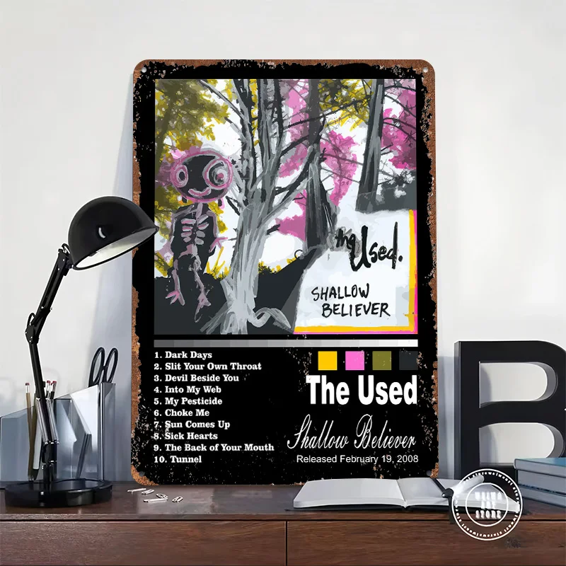 The Used - Shallow Believer Album Art Poster Customized Vintage Metal Signs Wall Art Retro Tin Plaque for Mancave Decoration