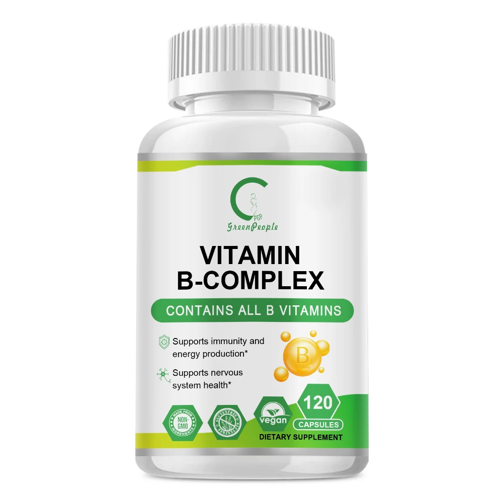 Vitamin B Complex Capsules B12 B1 B2 B6 B9 Folic Acid &Biotin Men\'s Daily Multivitamin For Immunity, Energy, Weight Management