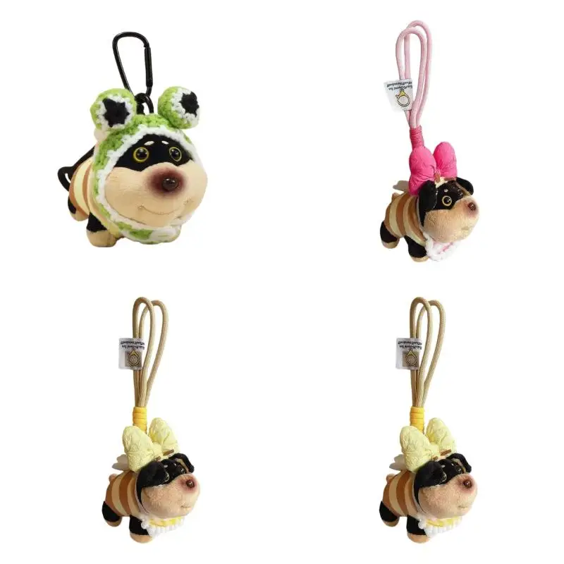 1 stks dier accessoires leuke draagbare bee puppy tas hanger zachte unieke puppy pluche pop hond sleutelhanger tas hangende decoratie