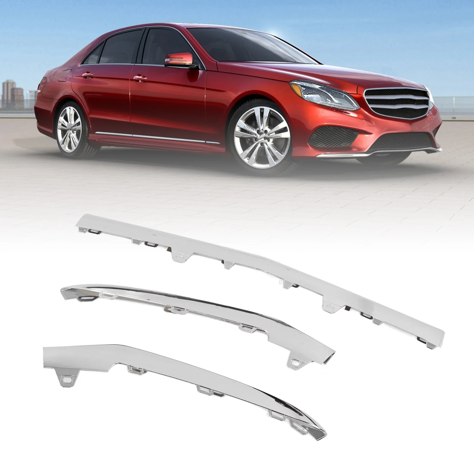 

2128852674 Front Bumper Trim Front Bumper Moulding Trim ABS 2128852674 Replacement for E‑Class W212 Sport Facelift 2014‑2016