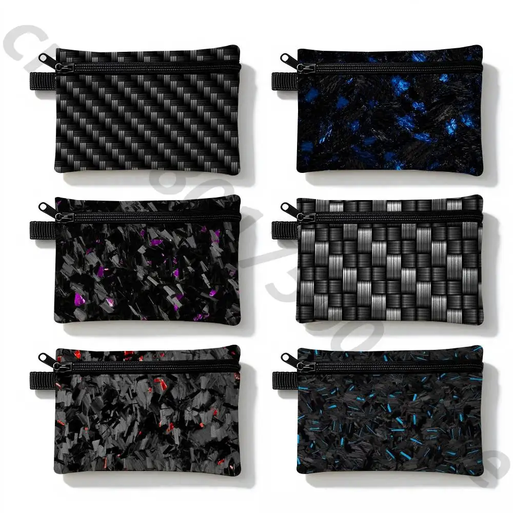Carbon fiber Canvas Coin Purse Simple Fabric Small Coin Pouch Change Purse Portable Cotton Card Holder