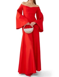 Customized Sizes Available Pleat A-line Off-the-shoulder Midi Dresses Evening Exquisite Modern Style Pastrol Unisex Chinese