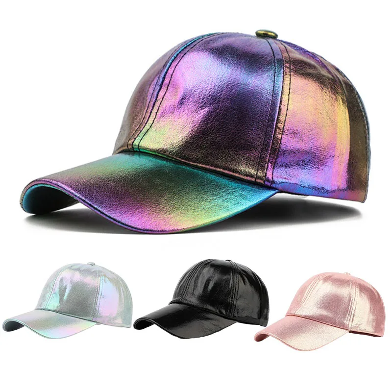 Leather baseball cap for men and women, American-style soft-top cap with laser-etched curved brim