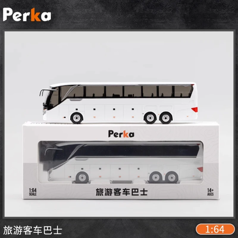 Perka Diecast 1:64 Scale Tourist Bus Car Alloy Simulation Car Model Classic Collection Souvenir Display Ornaments Boy Gift Toy