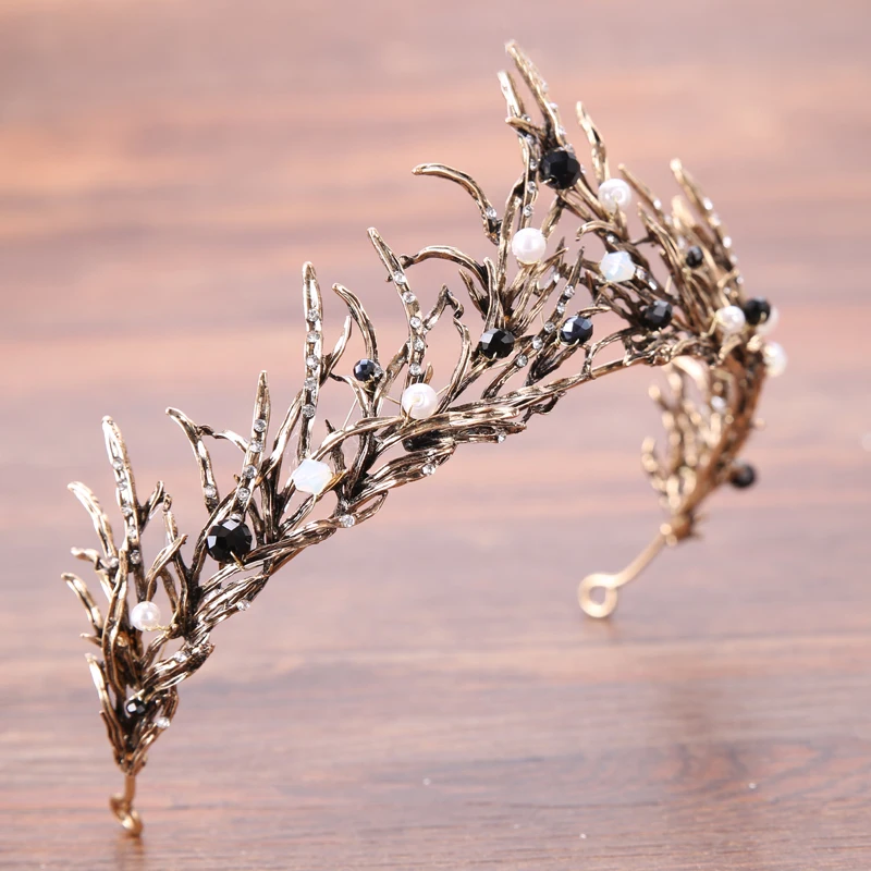Vintage Wedding Crown Pearl Rhinestone Crystal Crown Headdress Bridal Crown Hair Accessories Queen Crown Wedding Headdress Gift image 2