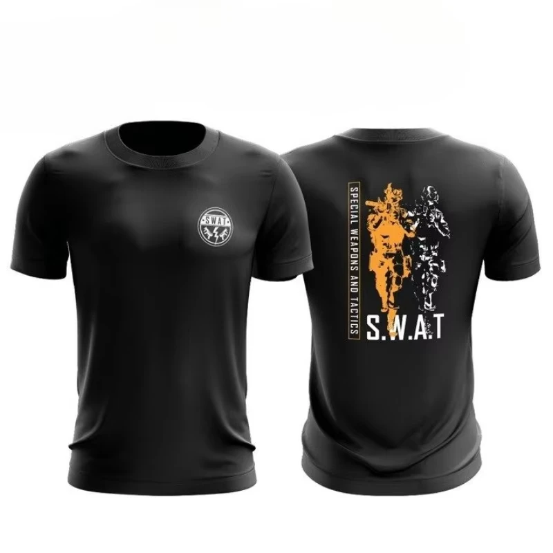 Men SWAT Special Weapons And Tactics Graphic T Shirt Tactical Military Short Sleeve Cotton T-shirt Outdoor Casual Streetwear