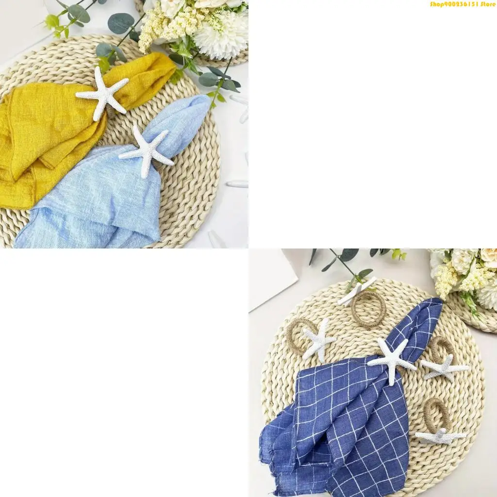 4PCS Marine Theme Napkin Rings Holders for Coastal Dining and Party Tables G92C
