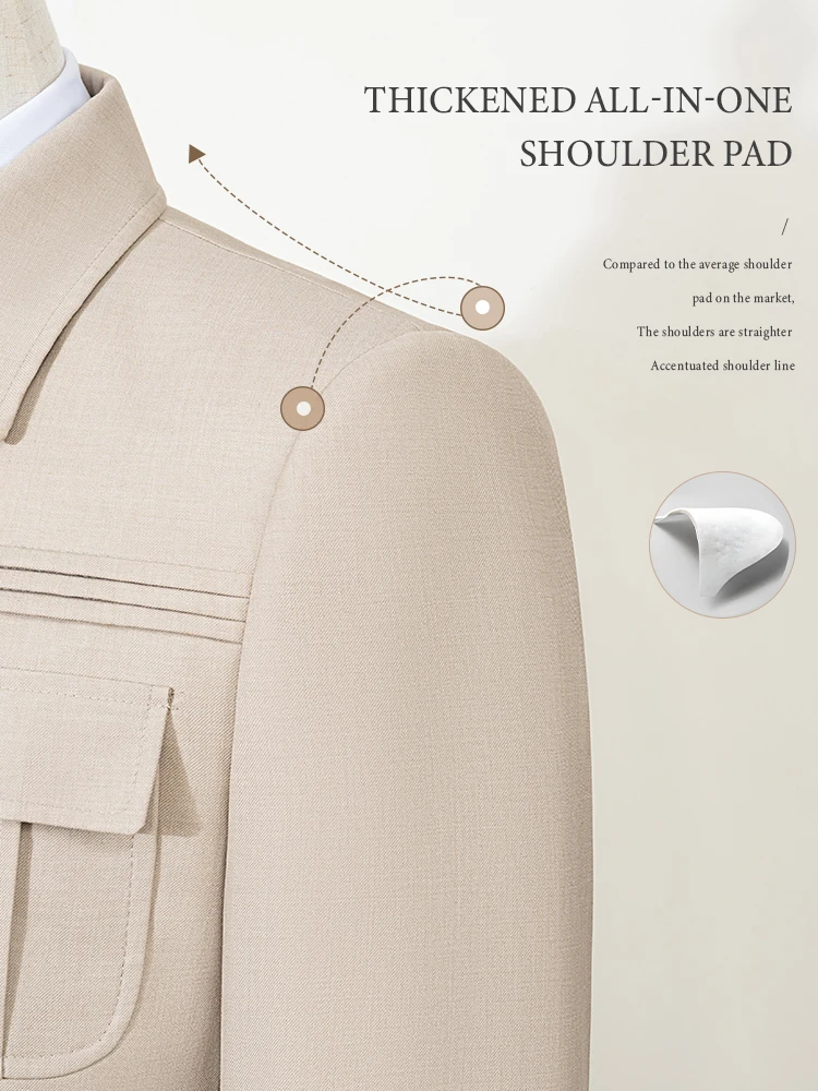 ST Cassy nuevo traje elegante para hombre gris claro ajuste clásico Multi hebilla Multi bolsillo Casual conjunto de negocios conjunto de 2 piezas para hombre