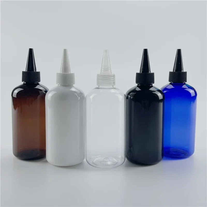 

Clear White 250ML X 24 Empty Cosmetic Round Shoulder Plastic Bottles With Pointed Mouth Cap DIY Pigment Essential Oil Containers