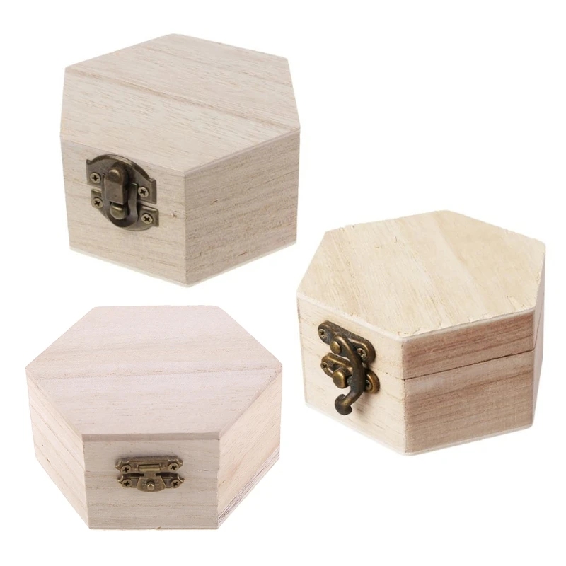 DIY Wooden Jewelry Box Unpainted Handmade Jewelry Storage Holder Arts Crafts Home Storage Tool For Necklace Kid Handmade