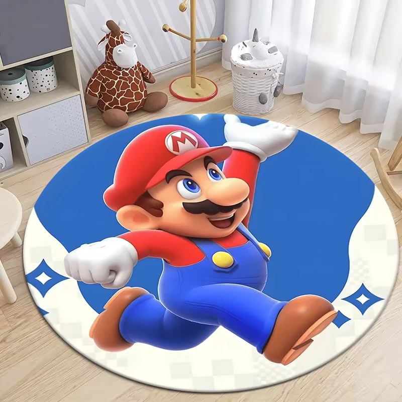

MINISO DISNEY Mario Movie Game Circular Carpet Bedroom Rug Use Non-slip Floor Living Room Bathroom Kitchen Door Mat Decorative