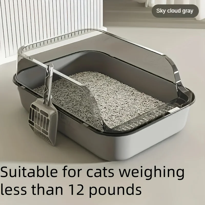 Three-Piece Suit，High Quality Plastic Litter Box Semi-Enclosed，Convenient for Cats to Enter and Exit，Attached Cat Litter Scoop