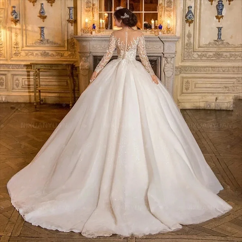 A-Line Wedding Dresses Sweetheart Collar Bridal Gowns Mopping Length Lace Sleeveless Ball Vestidos De Novia Customized