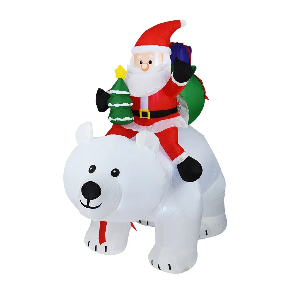 

6FT Christmas Decoration Outdoor Inflatable Bear with Santa Claus for The Garden Christmas Inflatable Indoor Decor Gift New Year
