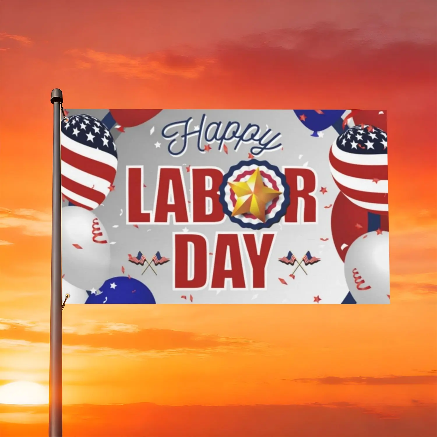 Happy Labor Day Flags with 2 Grommets, Suitable for Home/Garden/Outdoor/Indoor Use, Multiple Sizes Available-Blown
