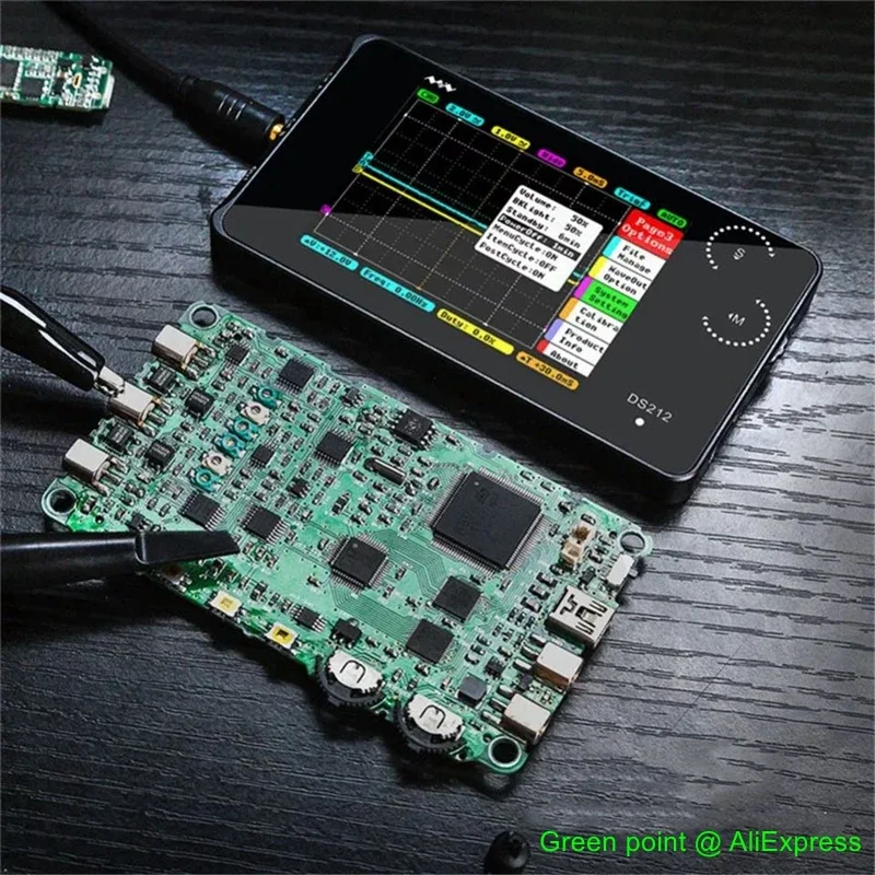 DS212 الذكية 2 قنوات ملتقط الذبذبات الرقمي شاشة تعمل باللمس واجهة USB 1 ميجا هرتز 8 ميجابايت 10MSa/s اقتران التيار المتناوب/تيار مستمر راسم الذبذبات المتعدد