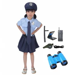 Girls Police Role Play Policewoman Uniform Dress Up Suit Baton Whistle Toys Fun Dress Up Holiday Party Dresses