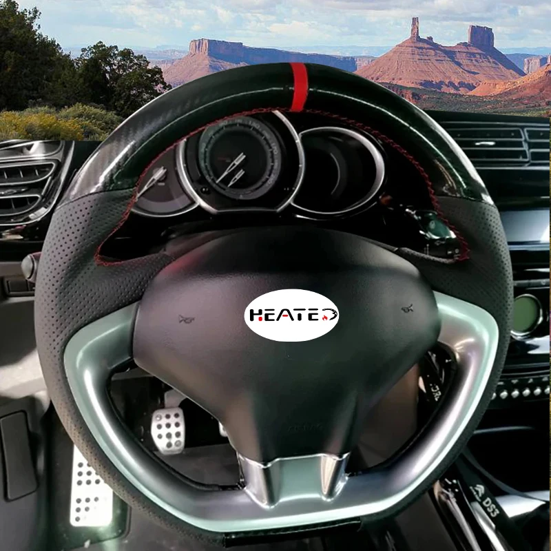 

Изготовленный на заказ кожаный чехол на руль автомобиля из микрофибры для Citroen DS3 2011, оплетка для стайлинга автомобиля на чехлах