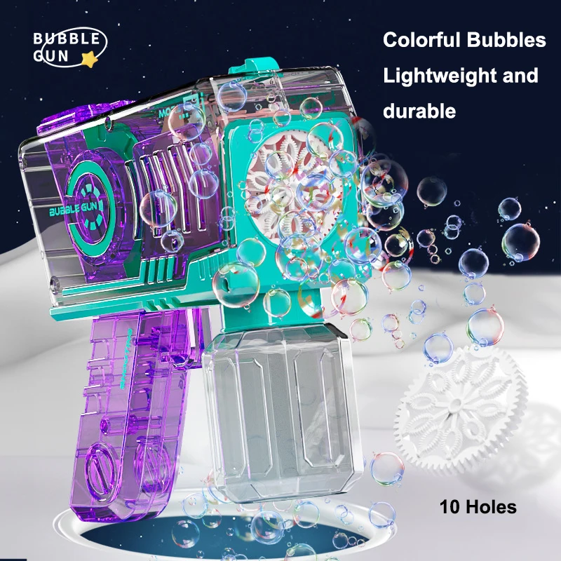 Transparent bubble machine electric bubble gun With music Light Bubble Gun Rocket fashion style bubble blowing toys in dark