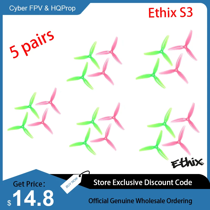10 pairs HQ Ethix S3 Props Watermelon (2CW+2CCW)-Poly Carbonate For POPO RC FPV Racing Drone Spare Parts