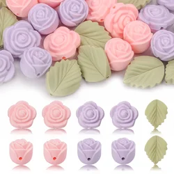 LOFCA 30Pcs Rose Silicone Beads Flower Focal Bead BPA Free Baby dentizione Bead accessori fai da te per la creazione di gioielli con catena ciuccio