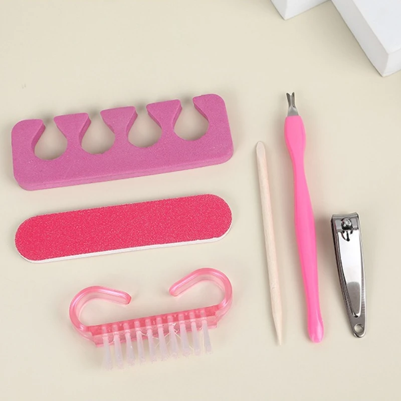 New Portable Nail Files and Buffers Set Nail Brushes Wood Sticks Nail Art Brush Sponge Polishing Block Mini Manicure Set