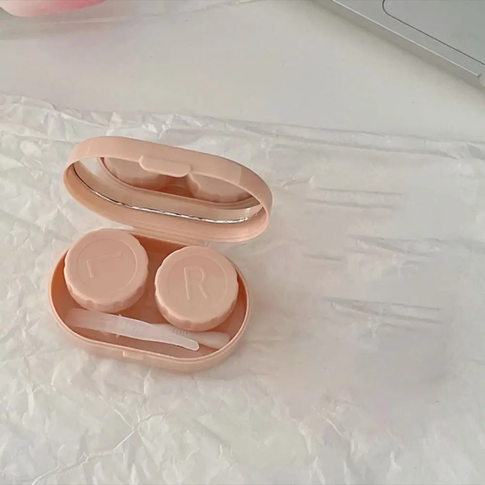 Candy Color Mini Contact Lens Case Portable Simple Contact Lens Box Cream Blast Solid Color Contact Lens Care Box Student