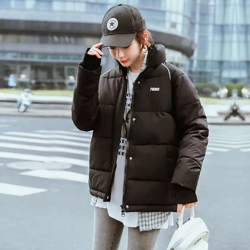 

2024 Loose Winter Solid Stand-up Collar Parka Warm Top Student Thick Overcoat Women Short Coat Down Cotton-padded Jacket