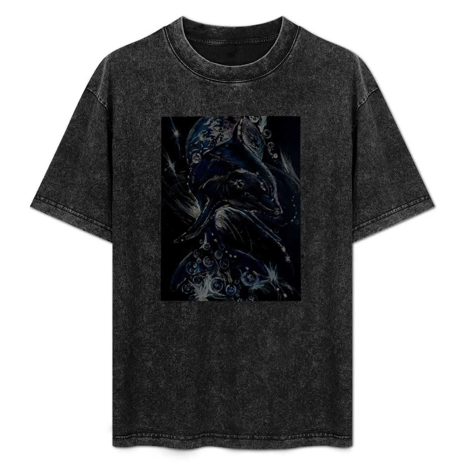 

Dolphin in Space T-Shirt Simple Solid Color Crew Neck Tee
