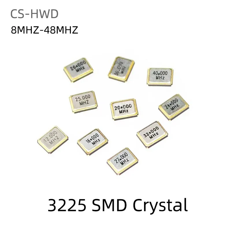 10PCS/LOT 3225 Passive Crystal SMD 4-Pin 8MHZ 11.0592MHZ 12MHZ 13.56MHZ 16MHZ 20MHZ 22.1184MHZ 24MHZ 27.12 26 27 30 32 40 48MHZ