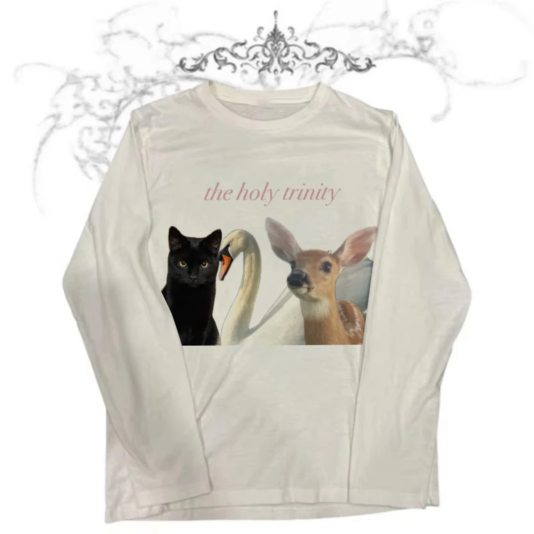 

Kawaii Y2k -shir T Shirt for Women 90s Clothes Vintage Female Clothing Trashy Y2k 2000s Tops Goth Women's Cropped Long Sleeve