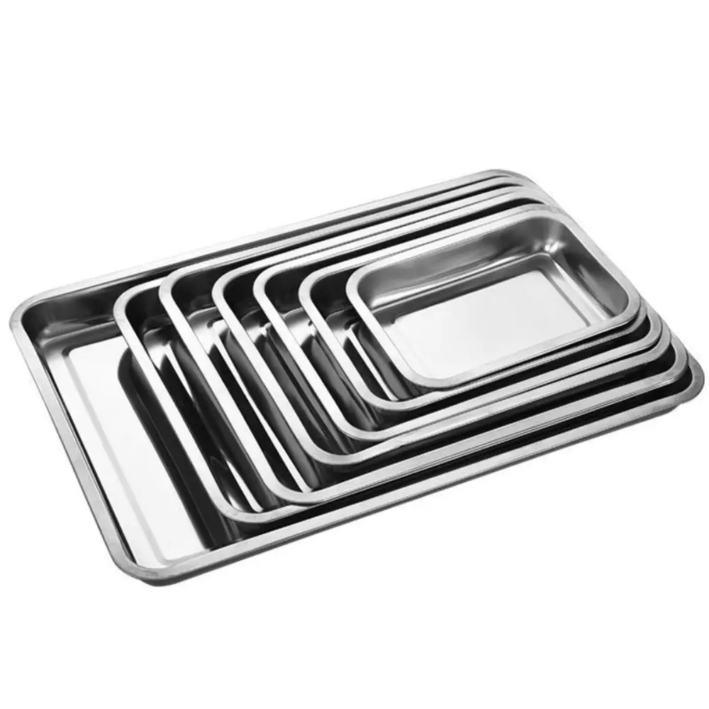New Stainless Steel Tea Tray Rectangle Japanese Style Drainage Water Tray Barbecue Plate Teahouse Restaurant