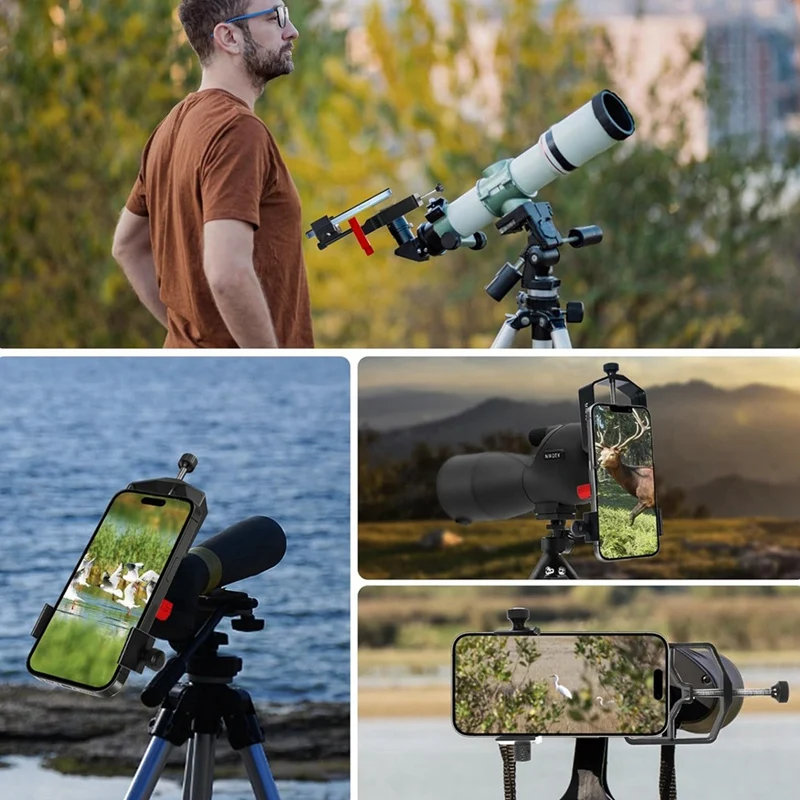 Universal Phone Scope Digiscope Adapter Metal Telescope Mount 3Axis Smartphone Holder For Spotting Scope With Remote