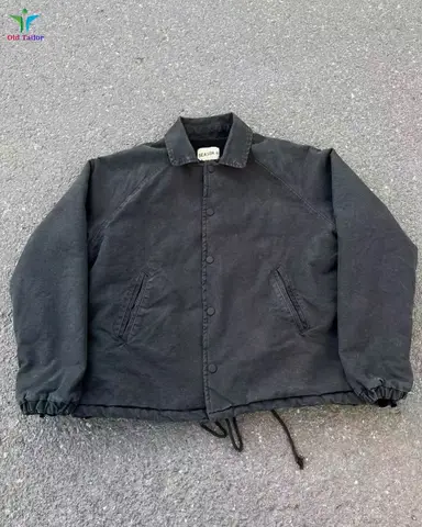 YZY Season 4 Distressed Washed Shearling Jacket Kanye Apparel Black Heavyweight Men's & Women's Coat