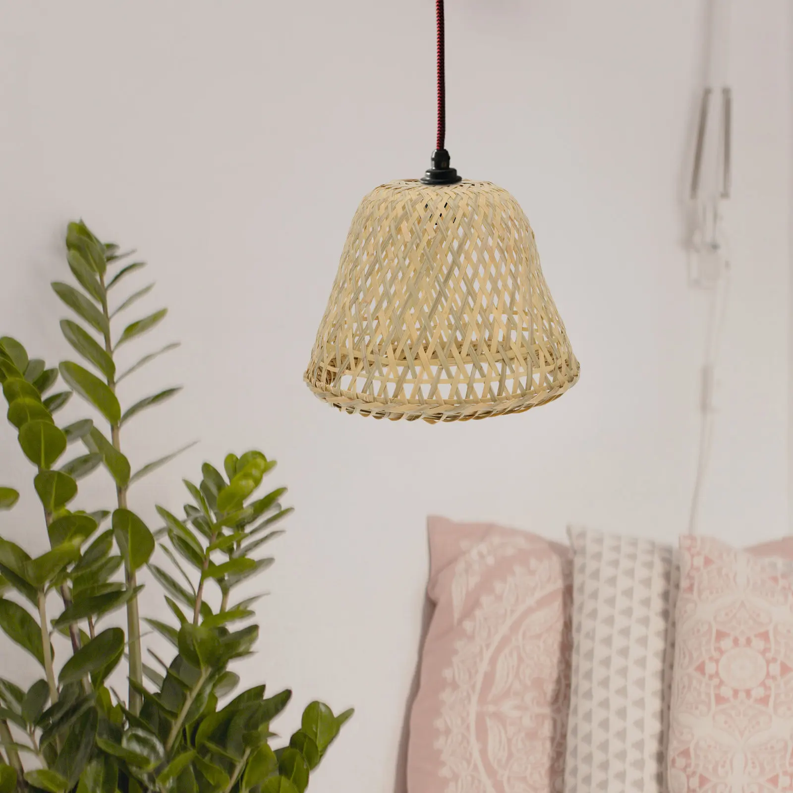 

1Set Bamboo Lampshade Woven Ceiling Lamp Cover Decorative Hanging Light Shade for Home Dining Room Pendant