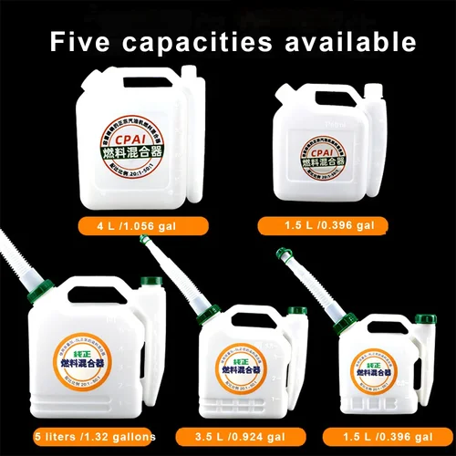 Imagen 2 del producto Olla dosificadora de motosierra, cortacésped de 1,5 l, barril mezclador engrosado de 5L, olla de contraste de combustible de 3,5 l con boquilla de combustible