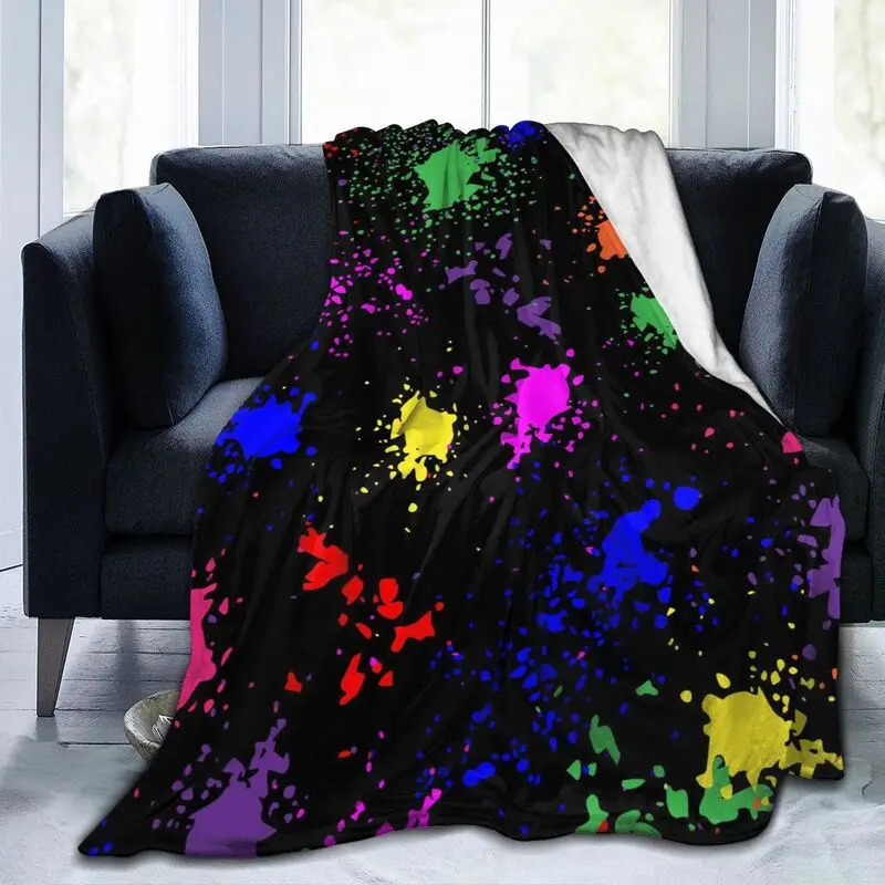 Colorful Paint Splatter Art Flannel Fleece Blanket Lightweight Blanket Soft Warm Cozy Fuzzy Throw Blanket for Bed Sofa Travel