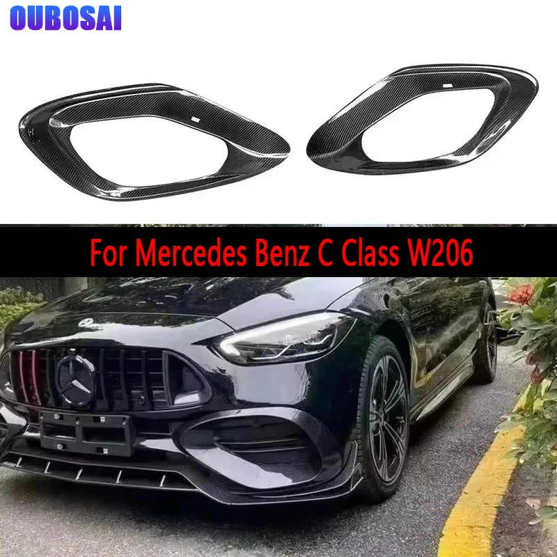 

For Mercedes Benz C Class W206 Carbon Fiber Fog lamp frame grill Front Bumper Air Vent Cover Tuyere Body Kit