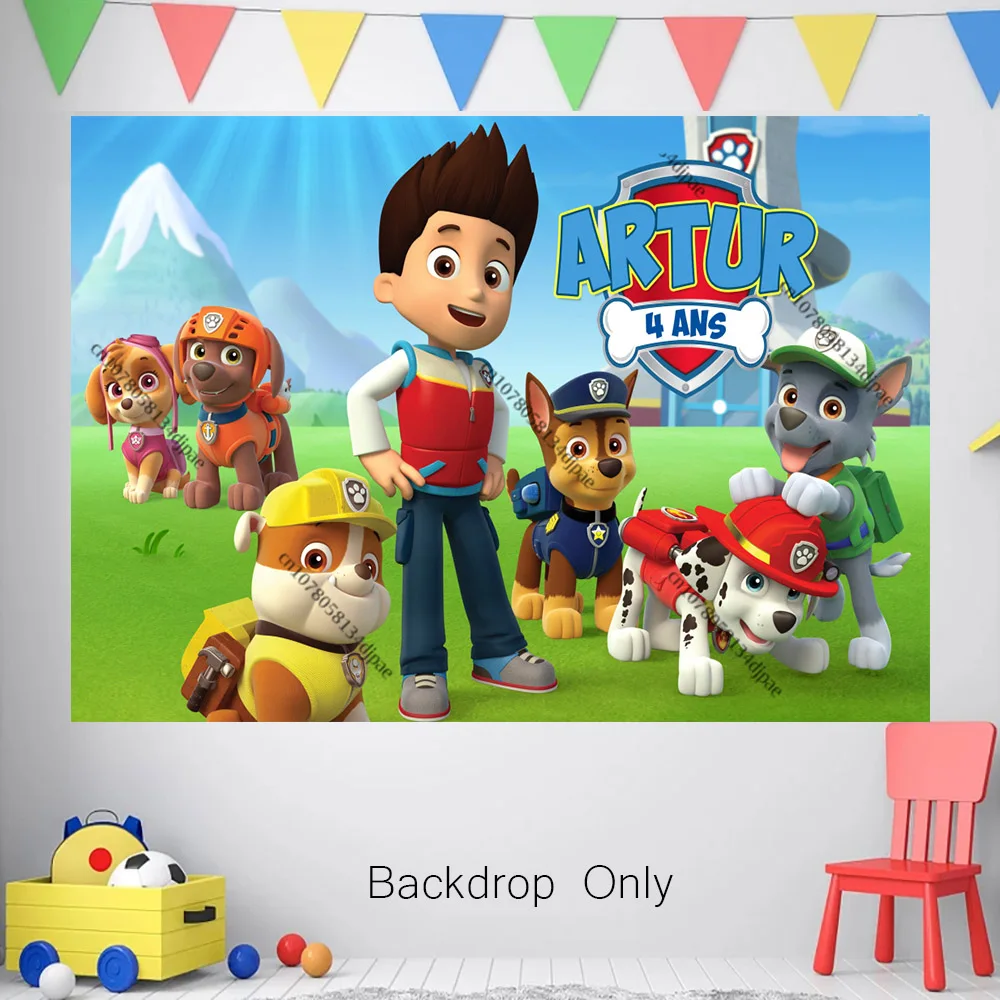 ﻿ Paw Patrol The Beach Tower Sfondo personalizzato per ragazzo 1° 3° compleanno Festa Sfondo Blu Cucciolo di cane Banner Decor Fornitore